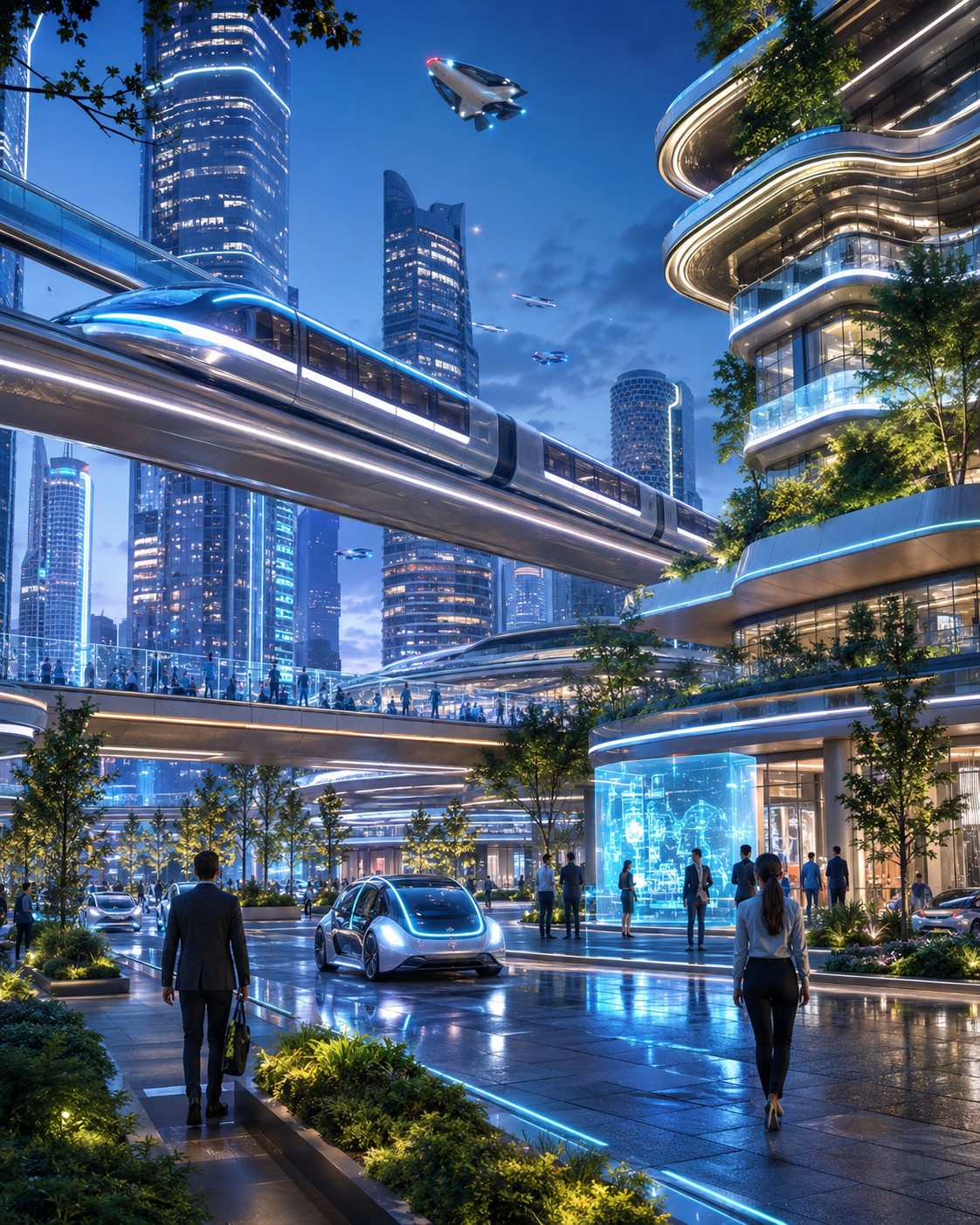 Blue Hour Transit — AI-generated image under creative direction by Hunter McDowall